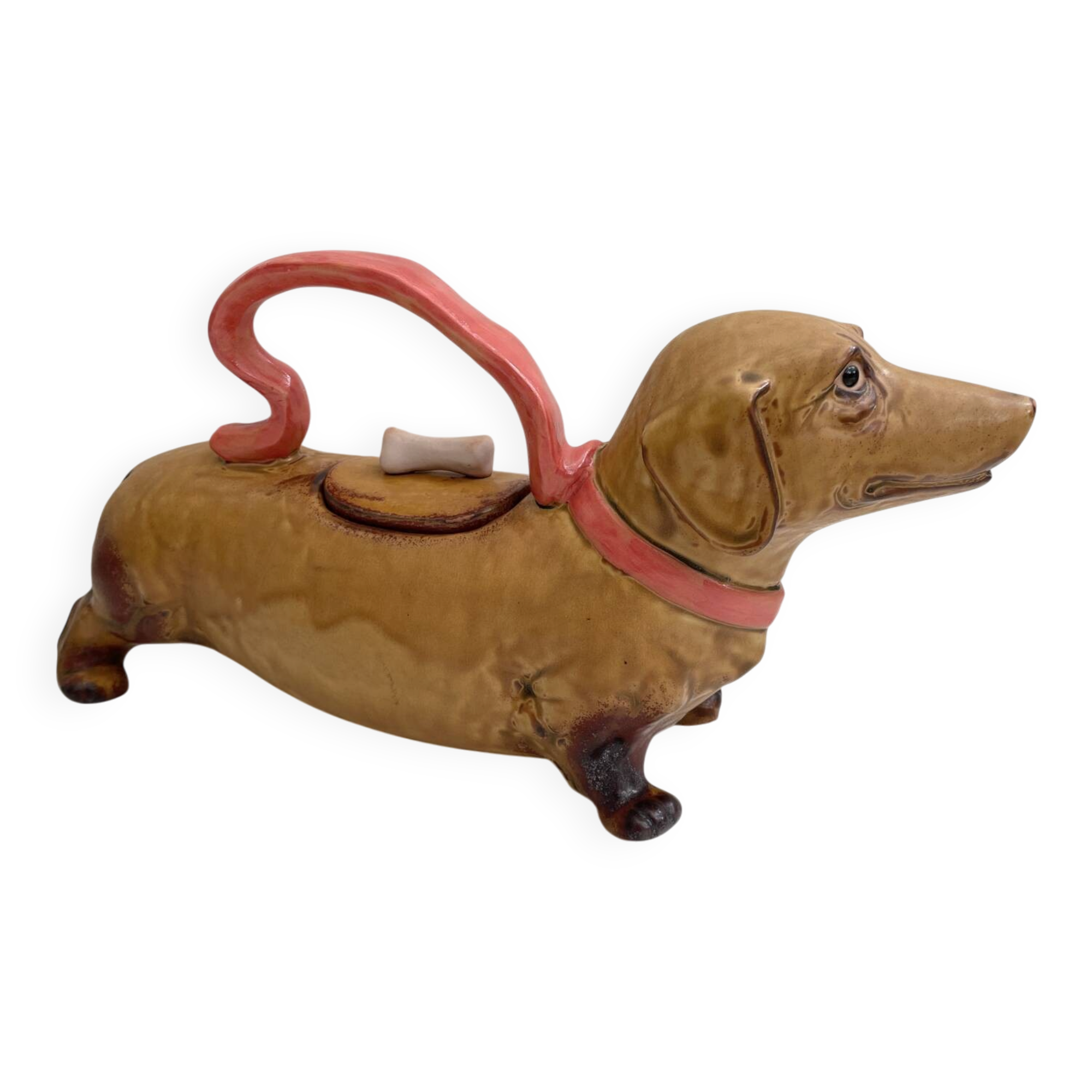 Dachshund zoomorphic teapot - Japanese glazed ceramic