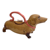 Dachshund zoomorphic teapot - Japanese glazed ceramic