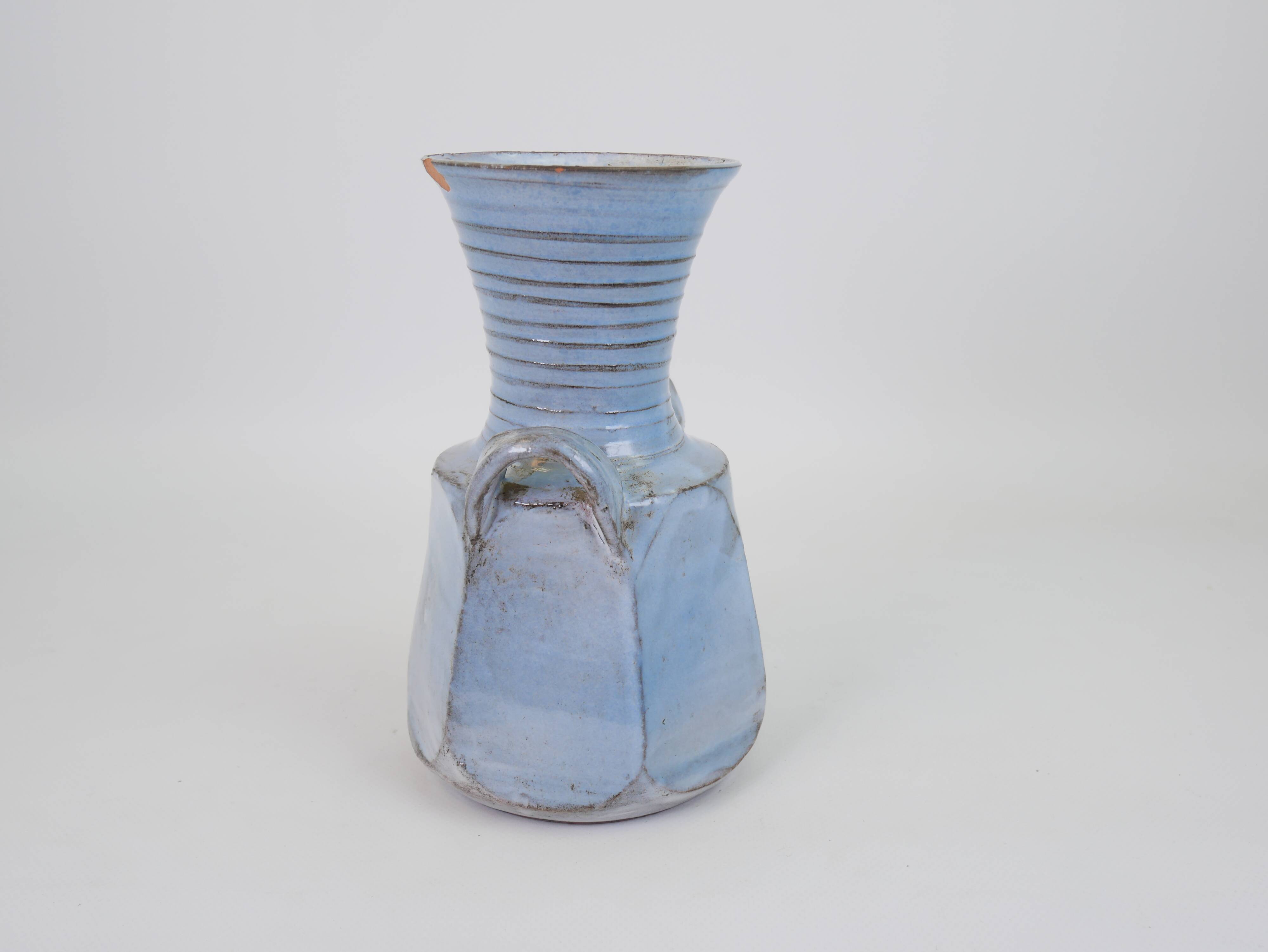 Sky blue glazed ceramic vase