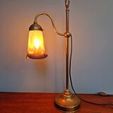 Art Deco brass and glass desk lamp signed "Frères Muller", 1920s
