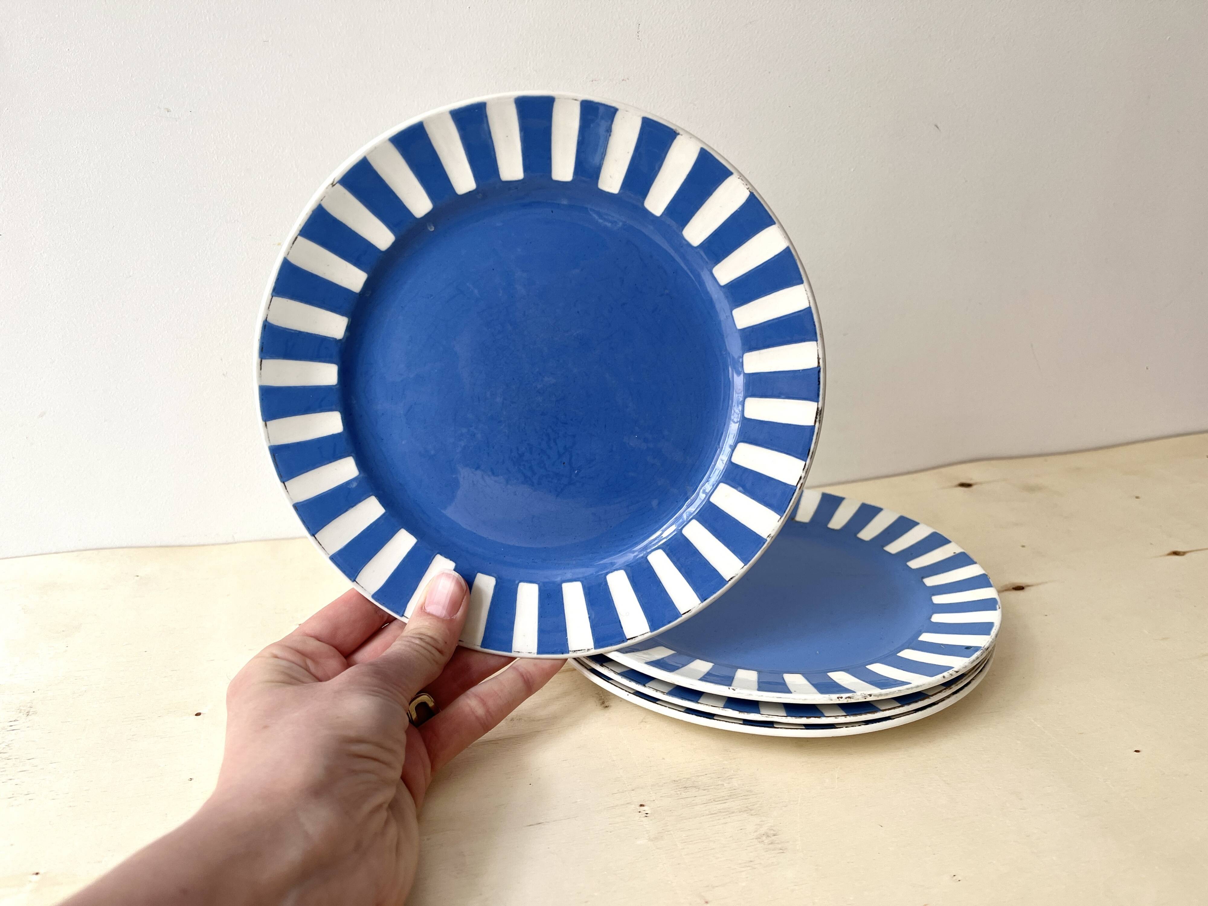 Set of 4 fox trott sarreguemines art deco dessert plates 1930