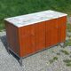 Florence Knoll buffet in wood and marble with chrome legs from the 1970s.