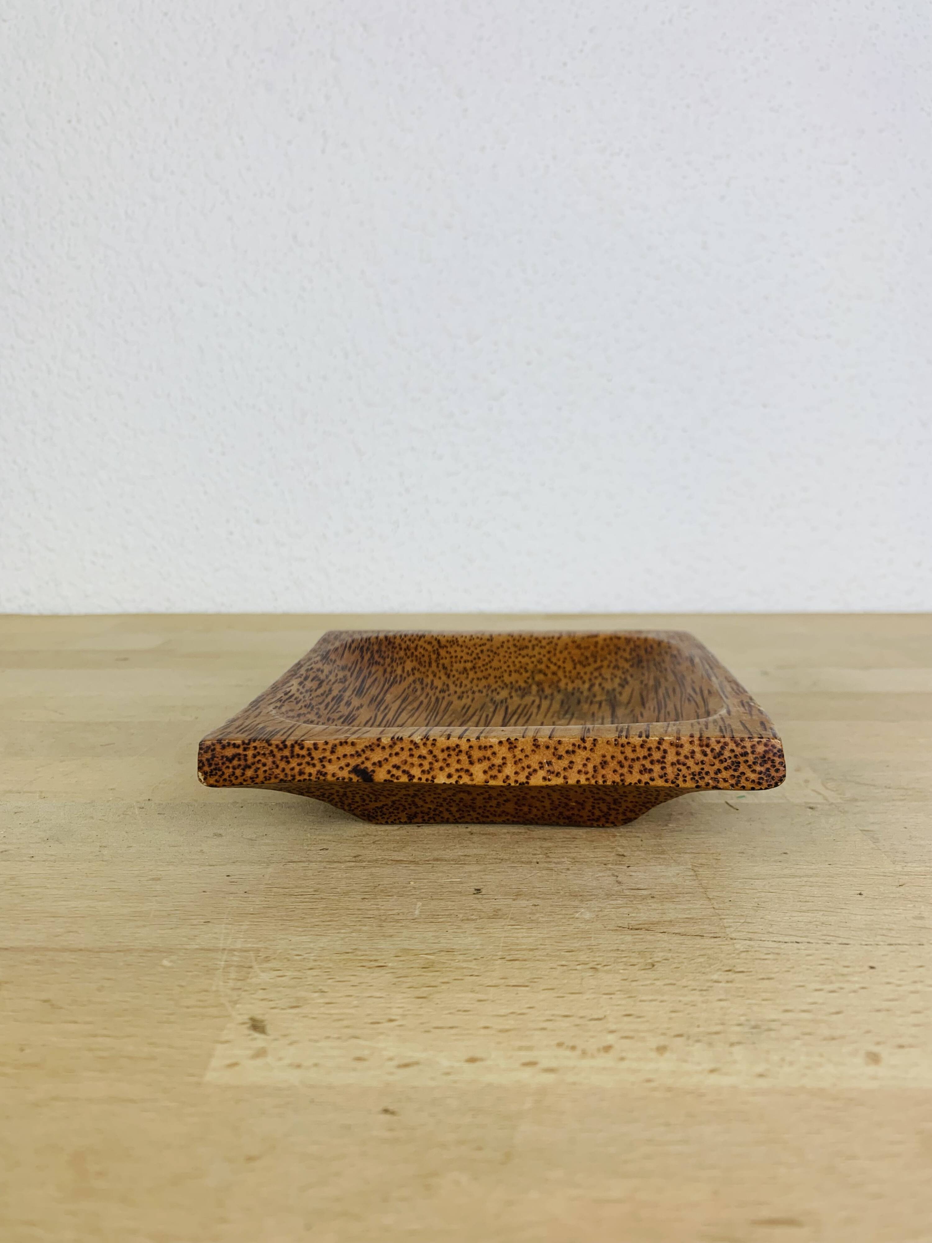 Square palm wood pocket emptier, vintage
