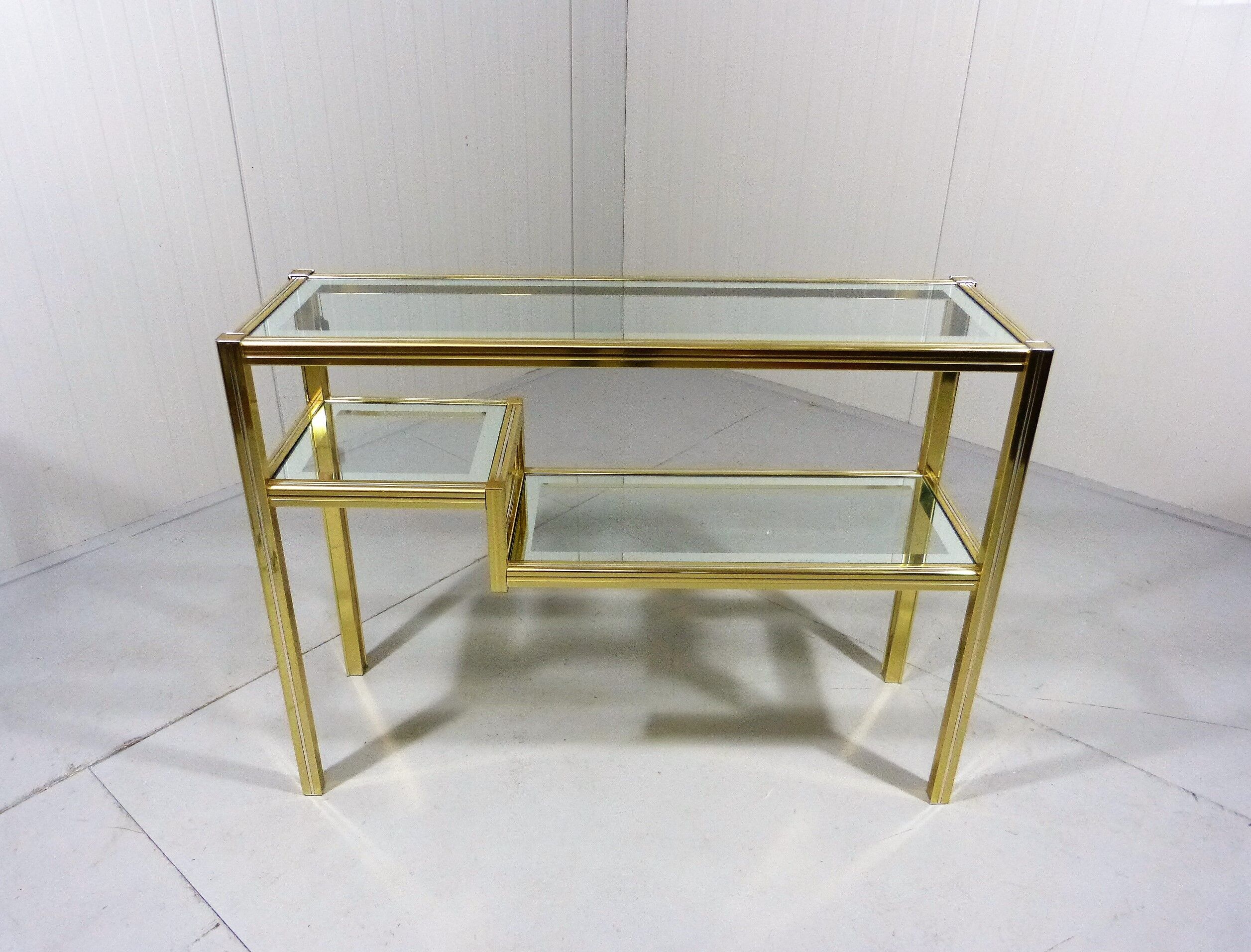 Italian glass & brass side table 1970