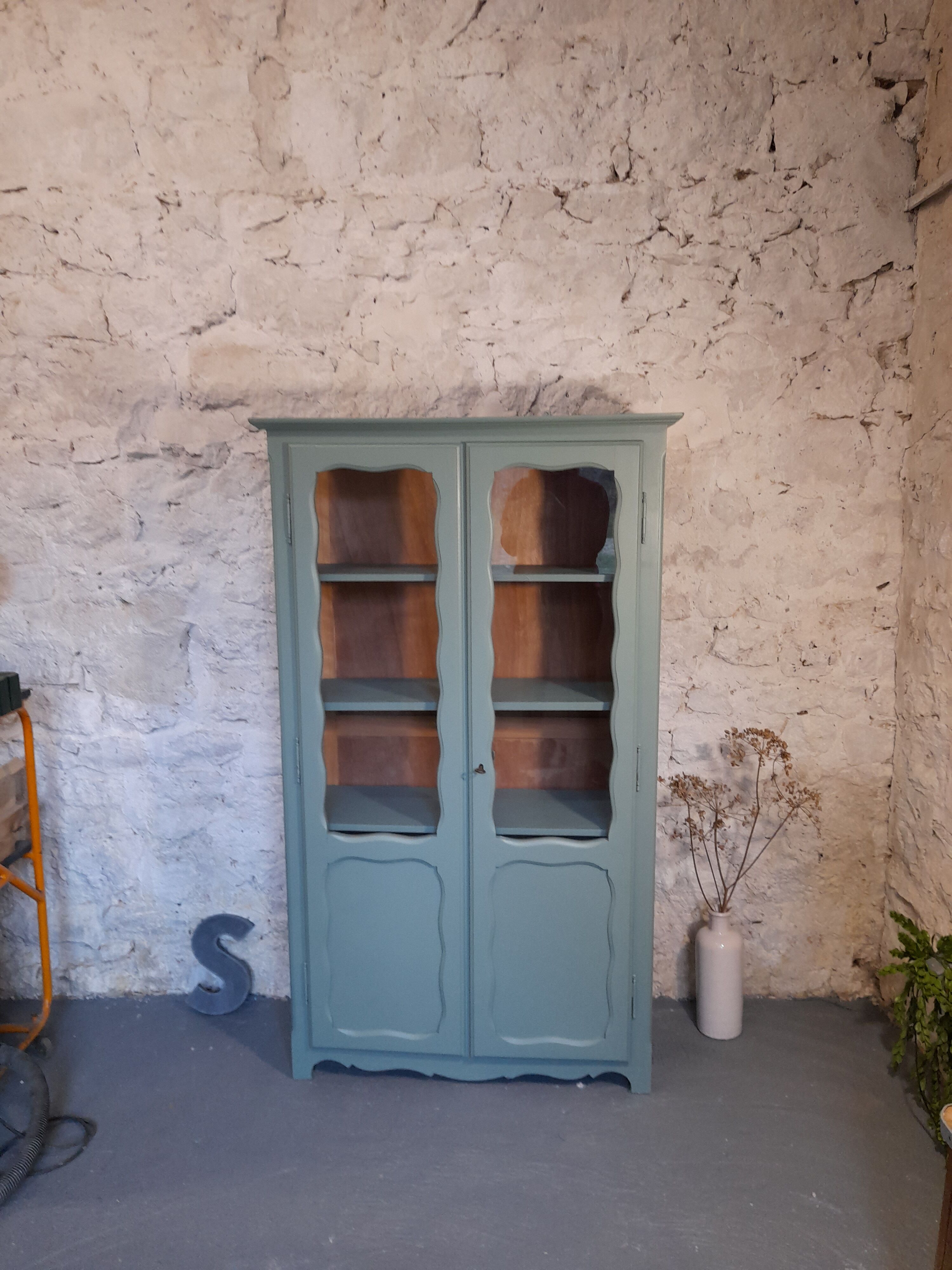 Small green glass cabinet