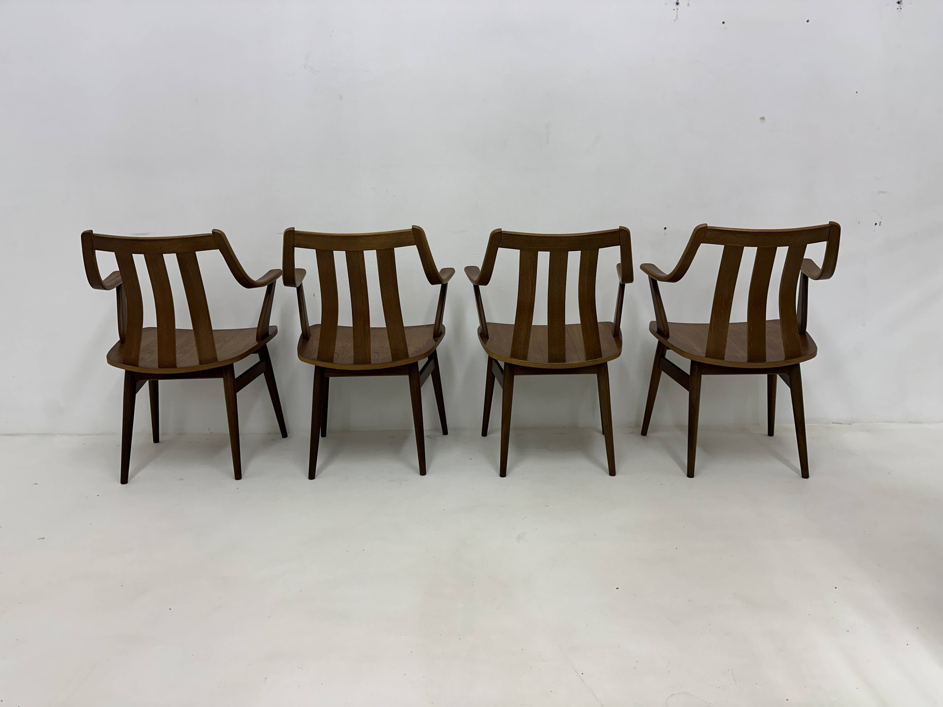 Set of 4 Plywood dining chairs , 1960s