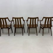 Lot de 4 chaises de salle à manger en contreplaqué, années 1960