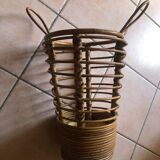 Umbrella door with bamboo handles and vintage rattan 60s