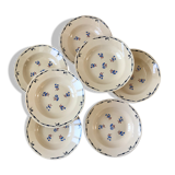 Set of 7 hollow plates k&g lunéville model "flore" 30s