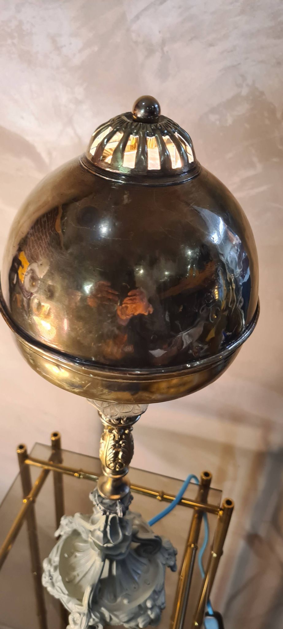 lamp, modernism, bronze, brass, metal, art nouveau 47x15 elec ok