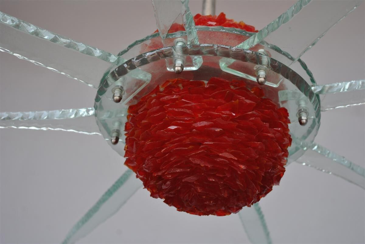 Chandelier design vintage Italian glass 8 branches