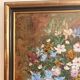 Oil Panel Bouquet Flowers Vase Blue Signed Framed Still Life