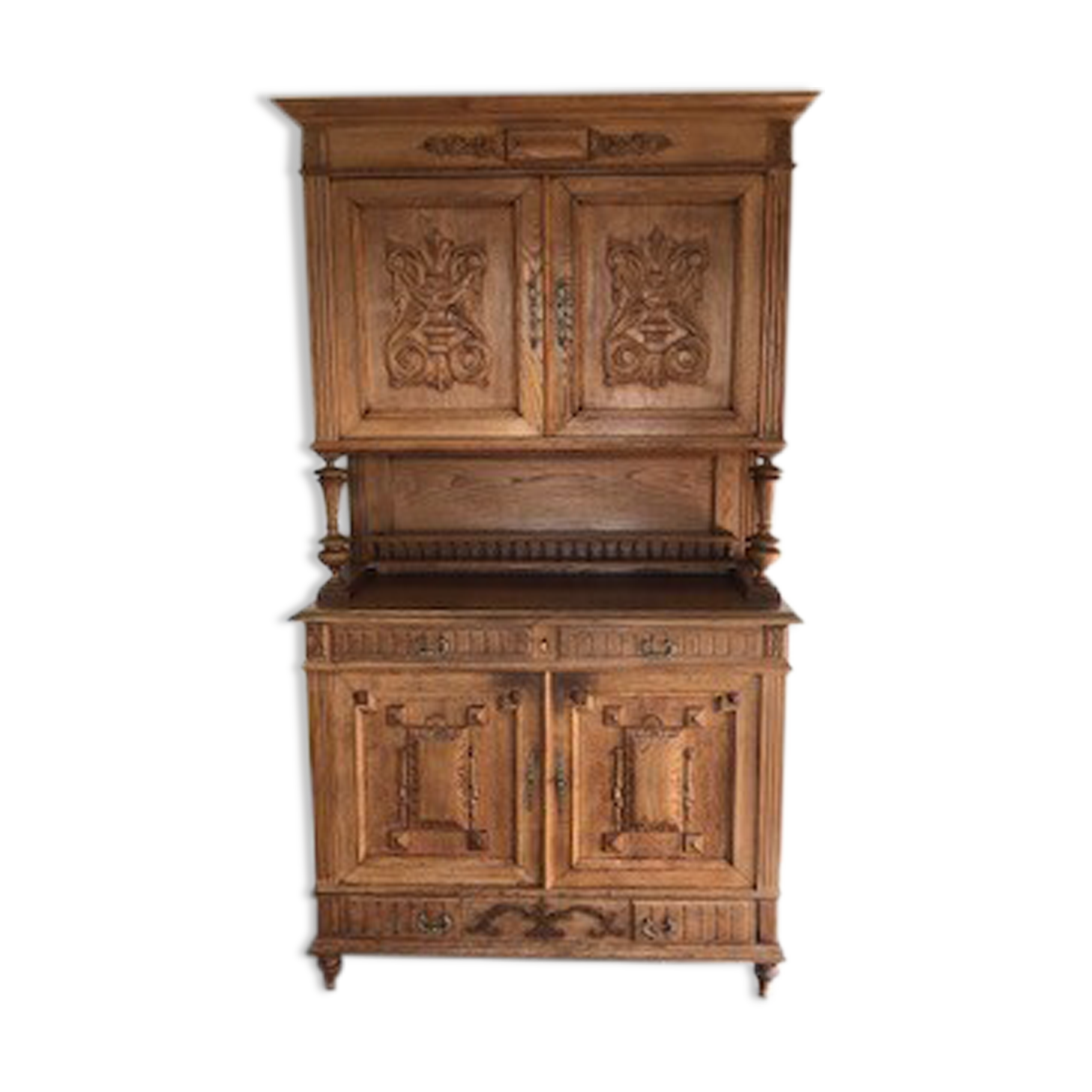 Double-body oak sideboard 1920 Henri II style