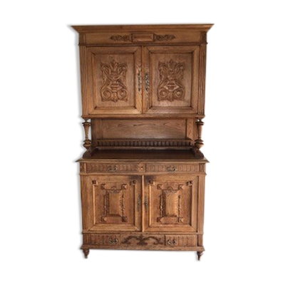 Buffet double corps en chêne 1920 style Henri II