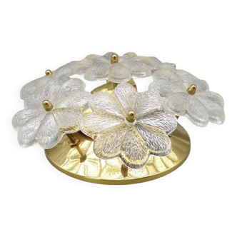 Beautiful Mid Century Murano glass Polished Brass Ceiling Lamp by Ernst Palme labeled