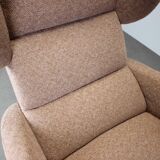 Mid-century wingback lounge chair in pink fabric, Czechoslovakia, 1970s