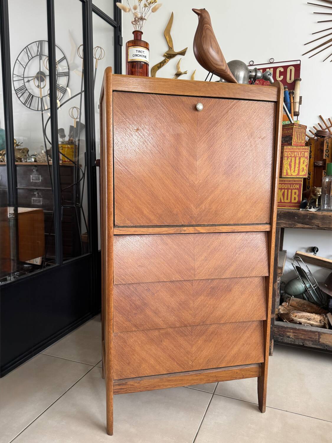 Vintage wooden secretary desk from the 50s