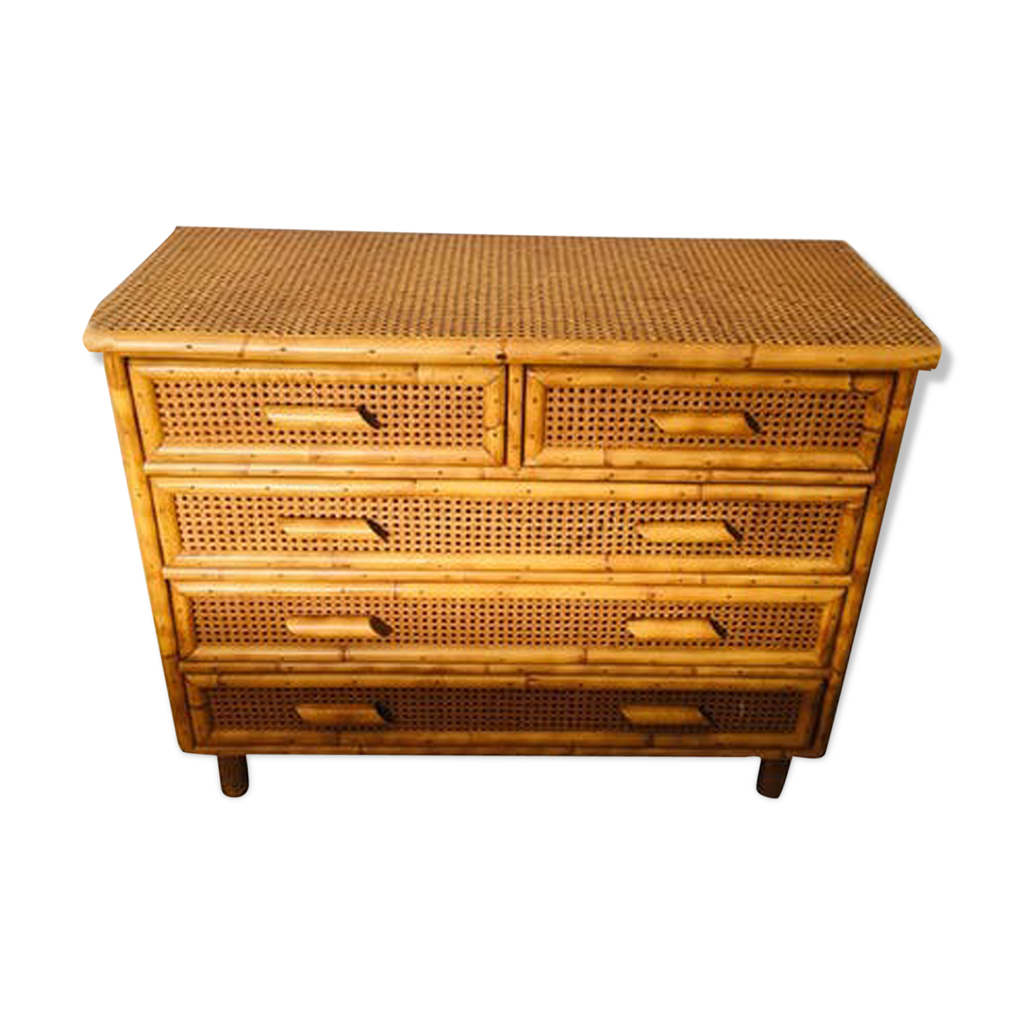 Commode cannage et bambou