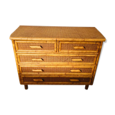 Commode cannage et bambou