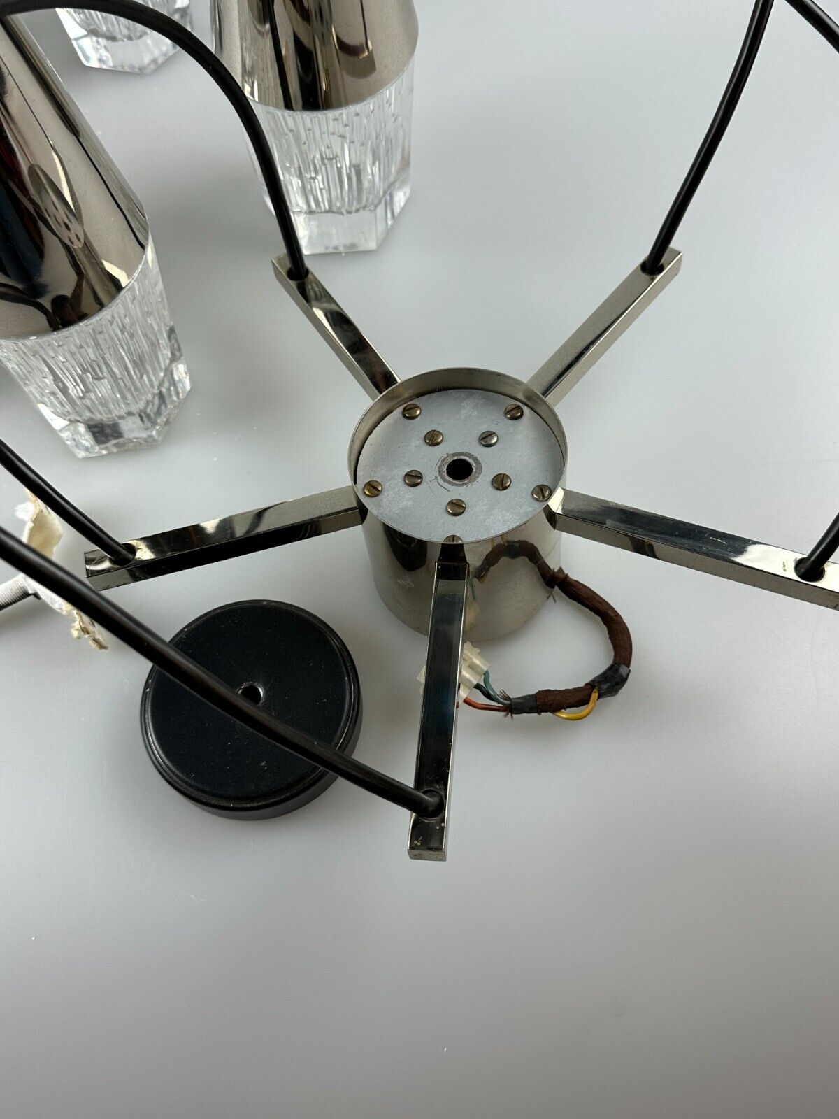 60s 70s hanging lamp cascade lamp 5 lights glass & chrome space age design