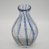 Murano Glass Vase with Blue Stripes attributed to Barovier & Toso
