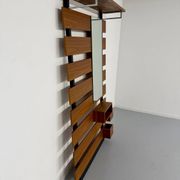 Scandinavian design teak wall unit with entrance door from the 70s