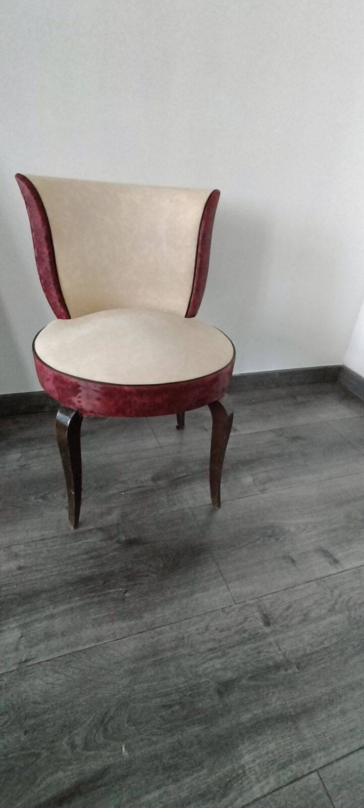 Vintage white and burgundy club chair