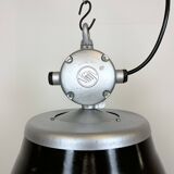 Industrial black enamel factory pendant lamp, 1960s