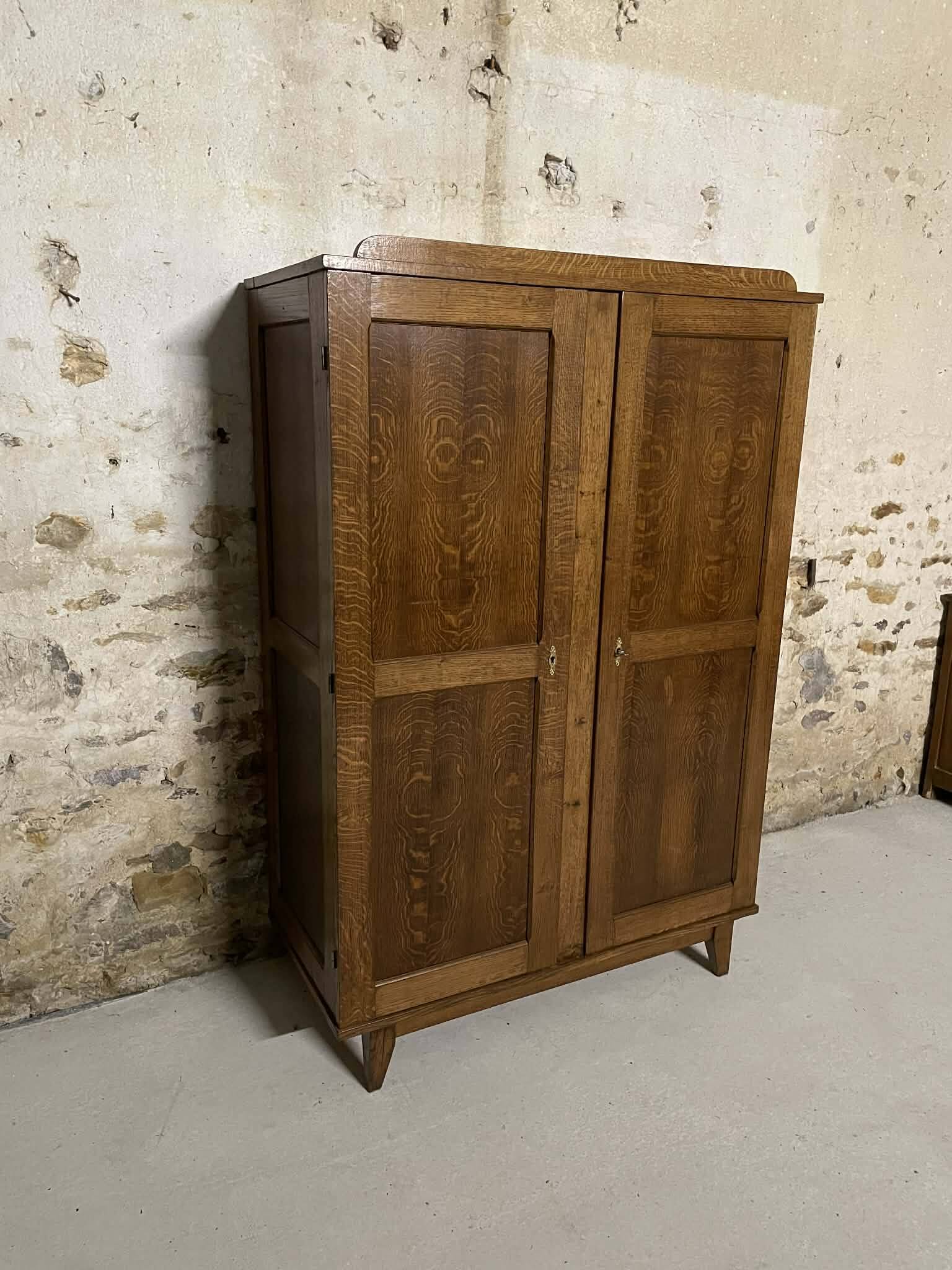 Antique wardrobe in solid oak