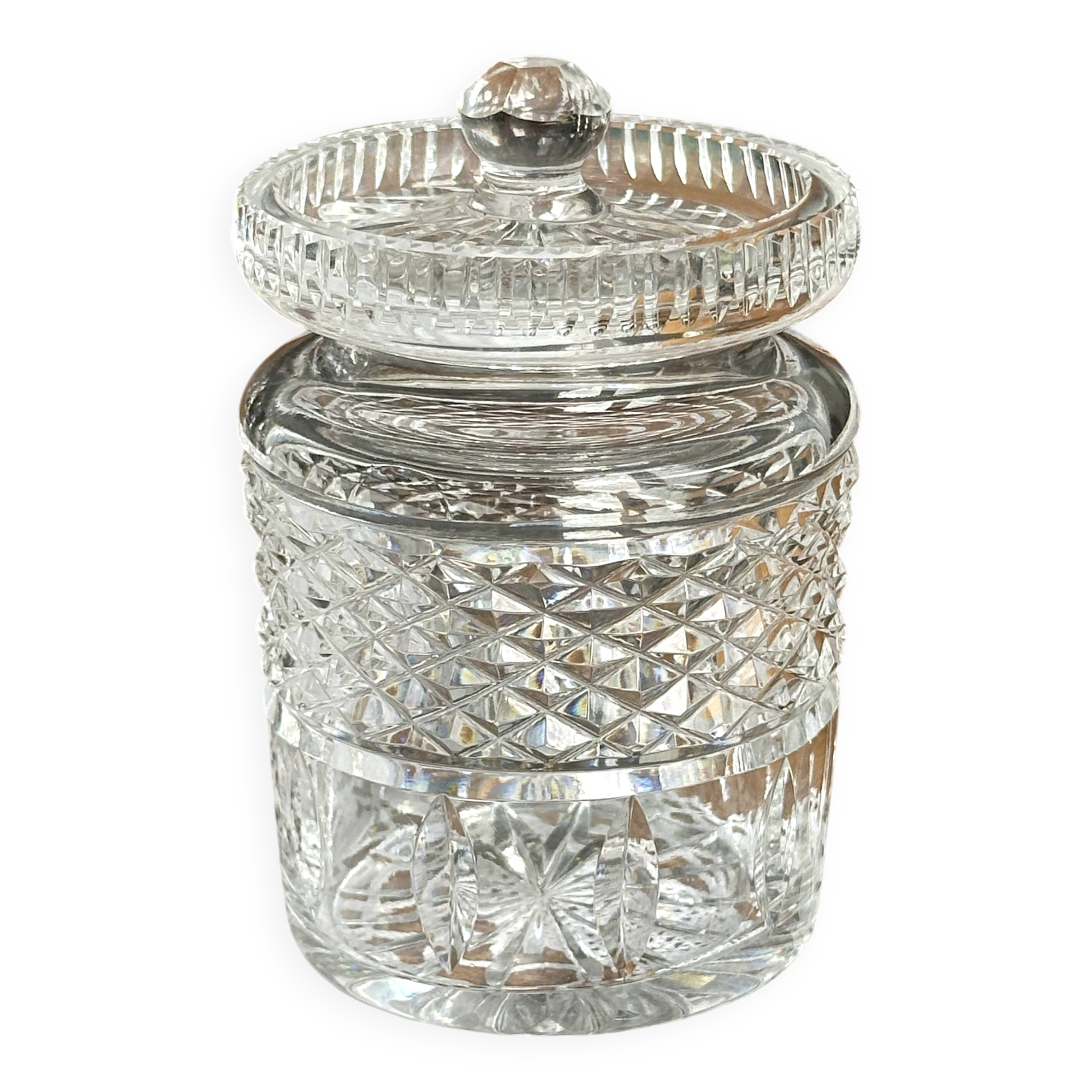 Confit jar / honey pot in signed Waterford crystal