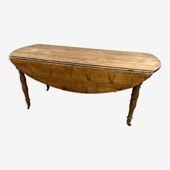 Table à manger bois Louis Philippe à volets et roulettes