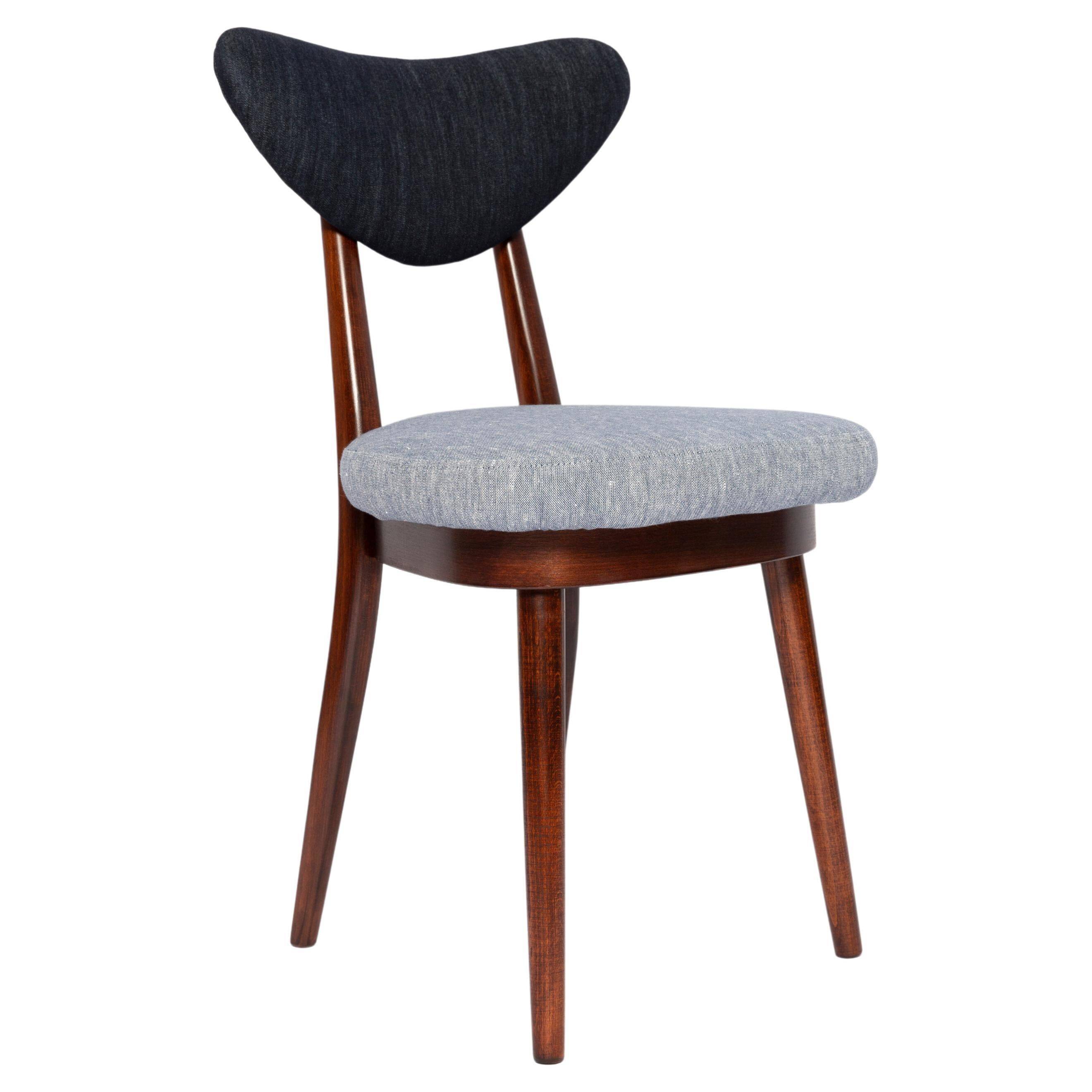 Heart-shaped chair in light blue and dark blue denim, Europe, 1960s