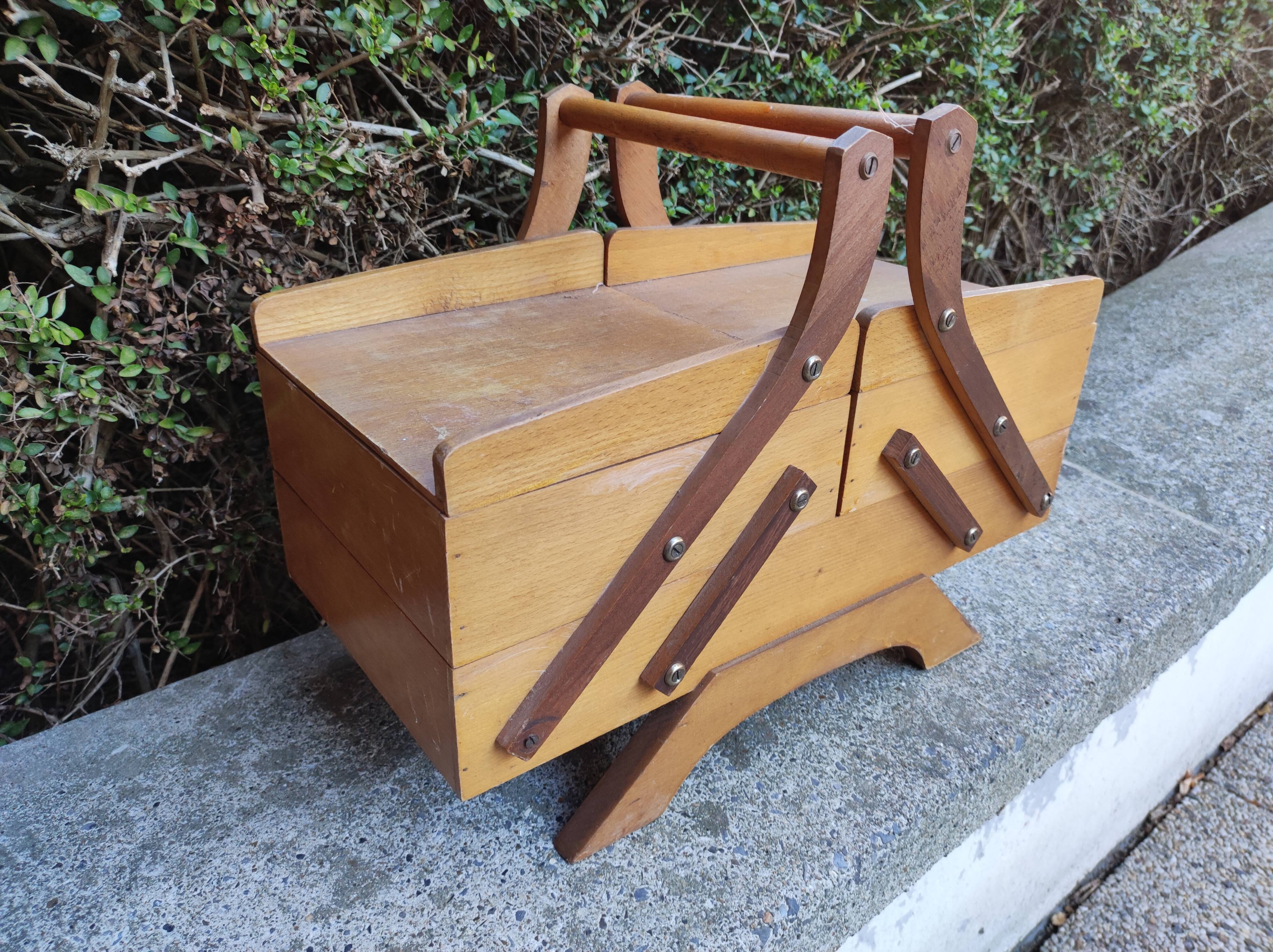 Sewing table, box wood vintage Scandinavian design