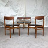 Vintage set of 4 mid century teak dining chairs scandinavian 60s 70s retro danish