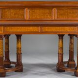 Wilhelmine secretary in walnut & exotic veneer with leather top