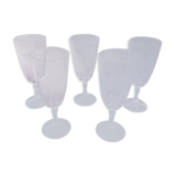 5 champagne flutes engraved 50s