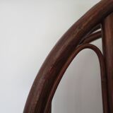Vintage bookcase-5-level shelf-wood, bamboo and rattan-bentwood style-80s