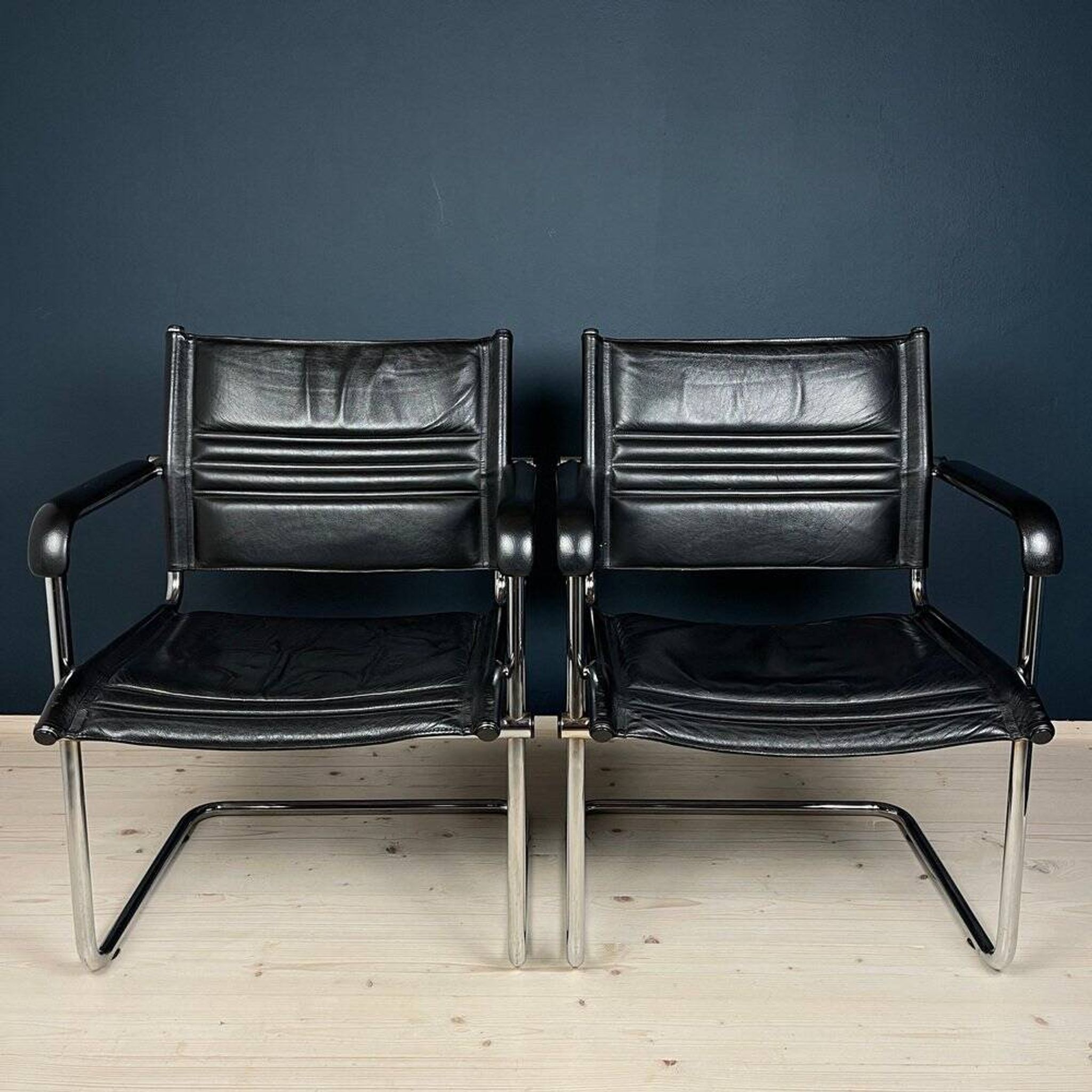 Mid-century Bauhaus style office chair set by Mart Stam for Stol Kamnik, 1980s.