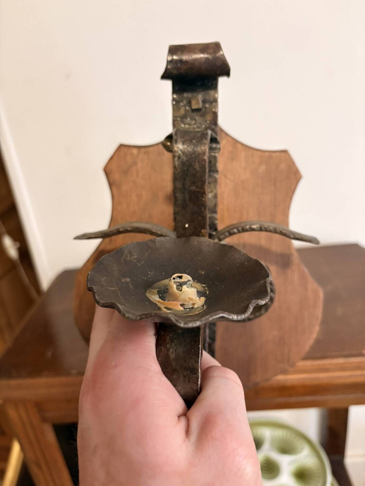 Antique Candle Holder Wall Sconce Wrought Iron Gothic Rustic Candle Holder