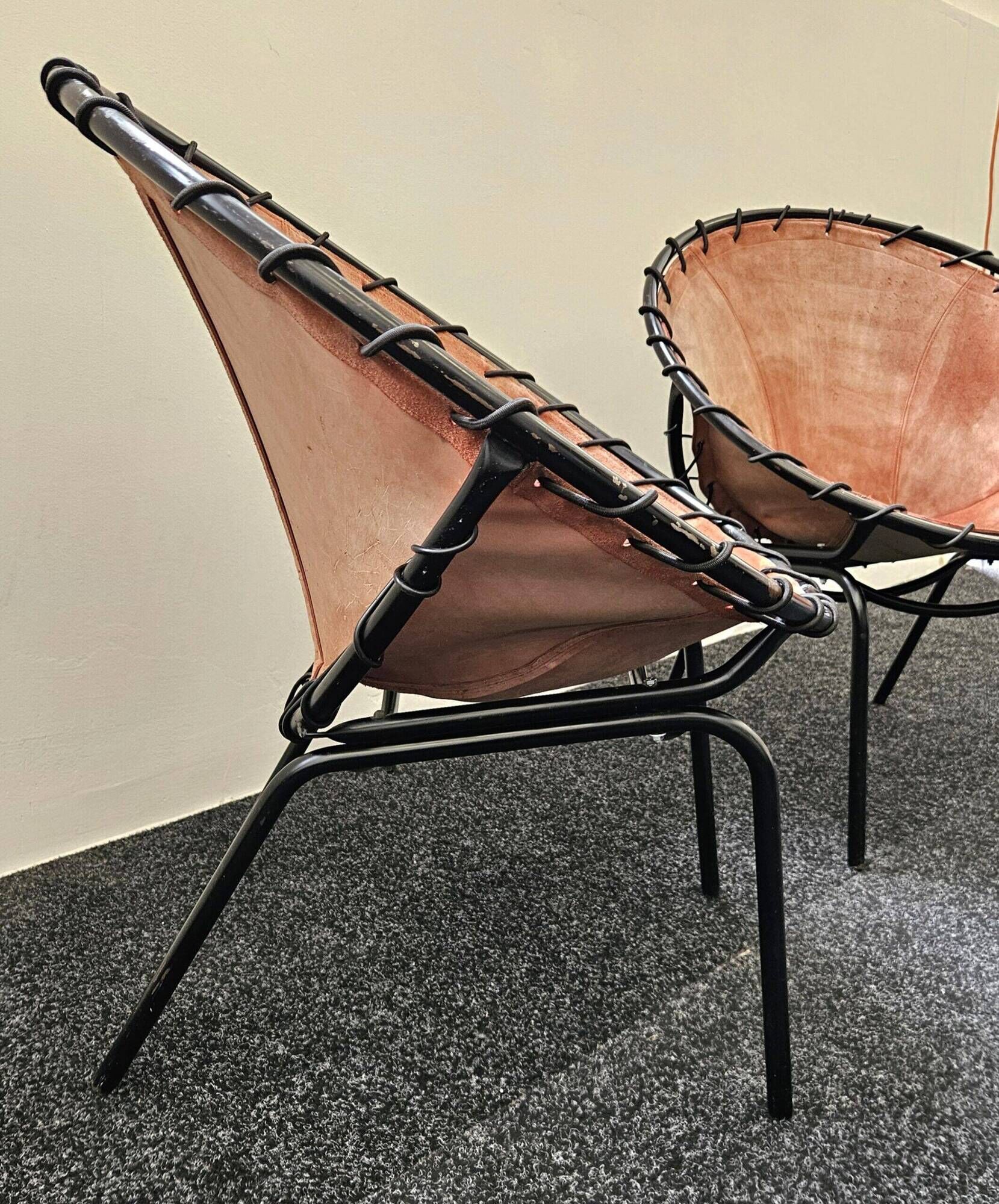 Hans Olsen Suede lounge chair pair for Lusch – 1950s mid-century