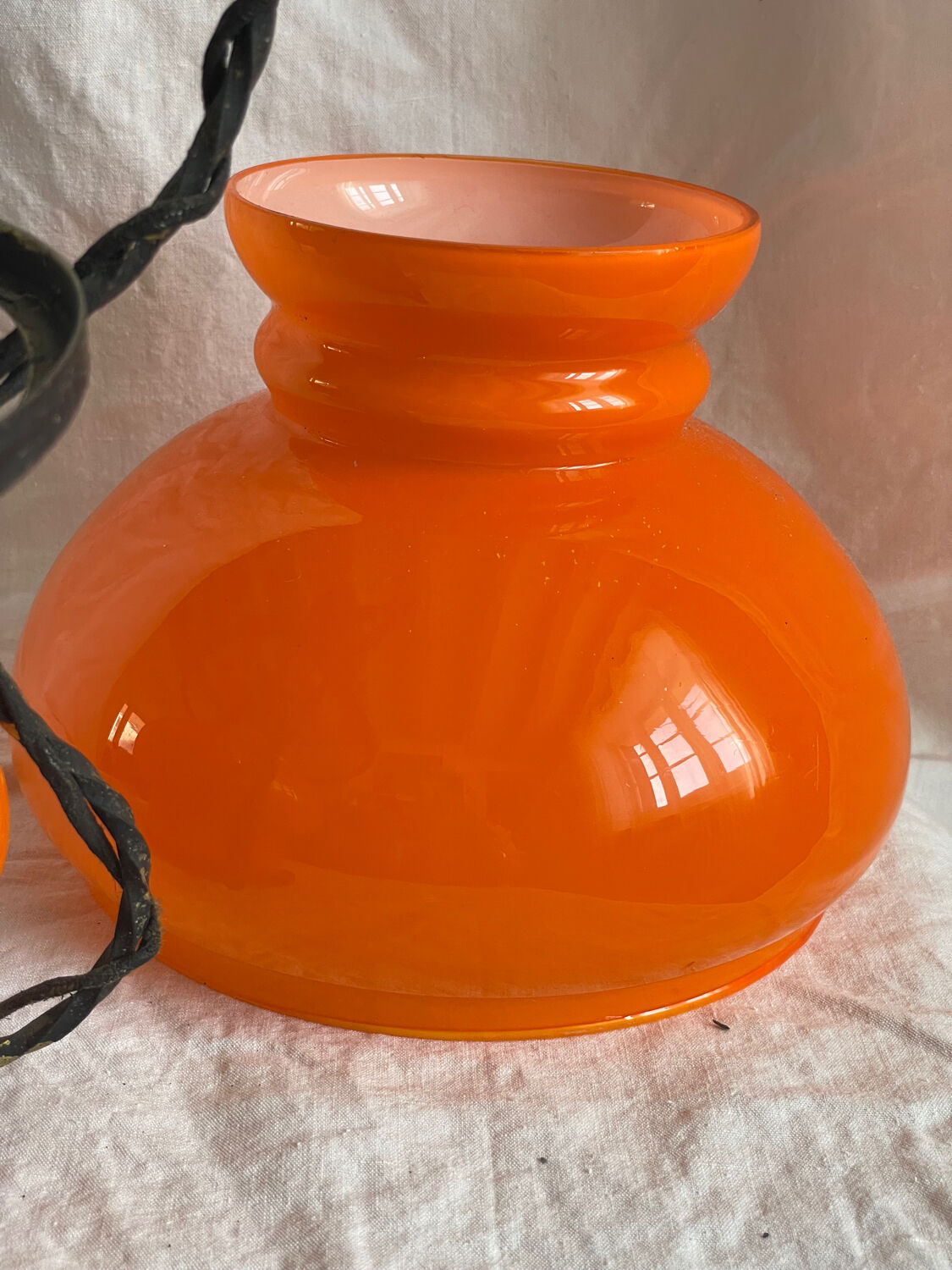 Pendant chandelier, vintage, opaline, Orange, 1970s