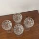 4 cut glass liqueur glasses on stems