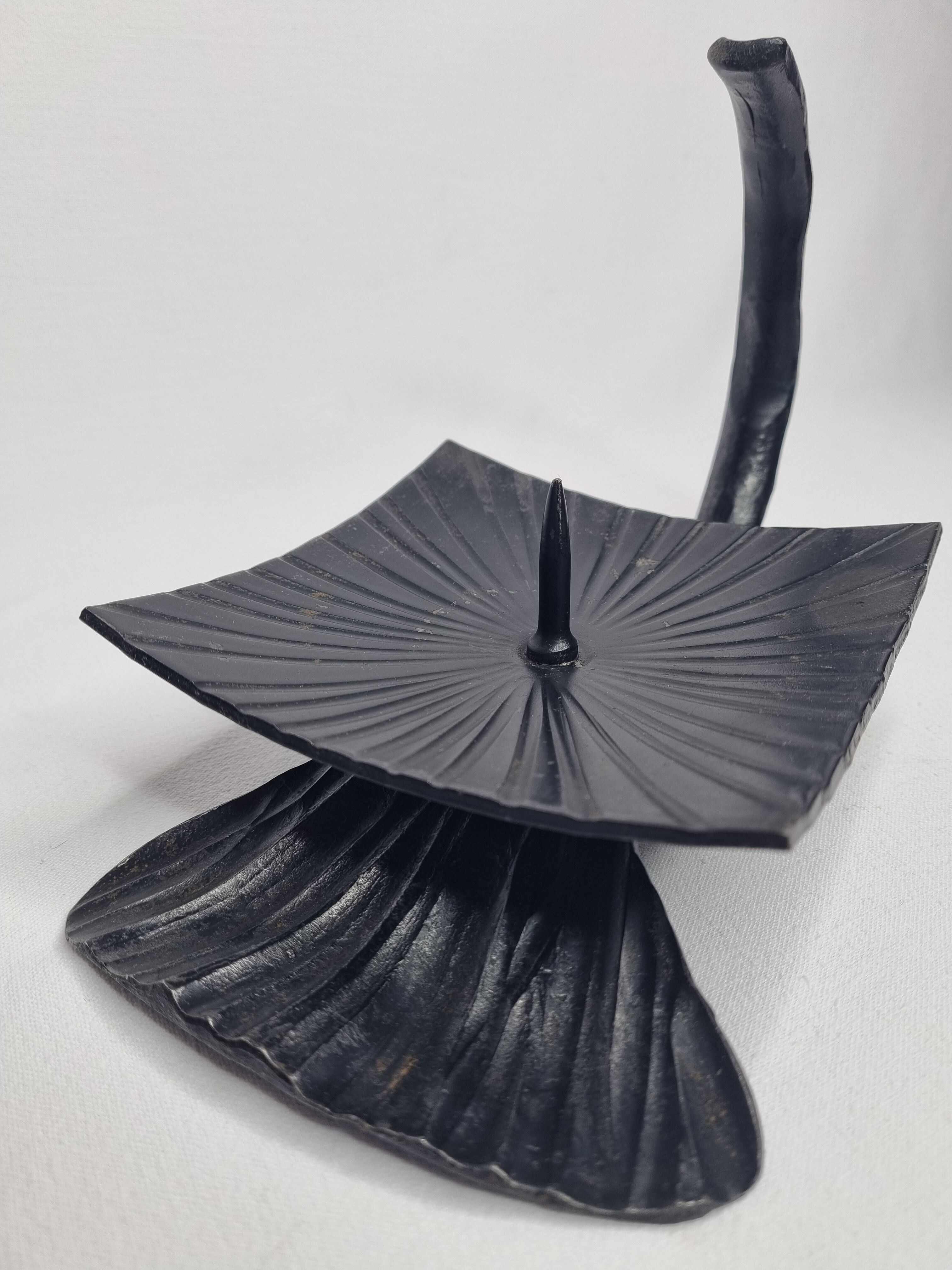 Art Deco wrought iron spade in the shape of Ginkgo Biloba leaf