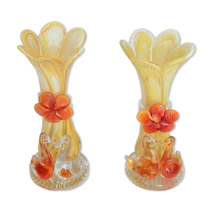 Paire de vases en verre