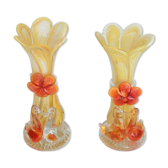 Pair of art glass vases