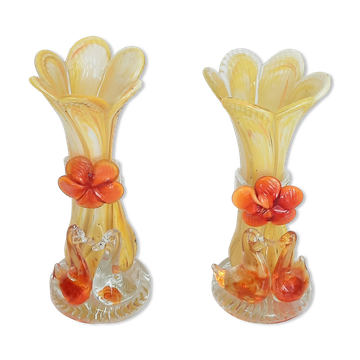 Paire de vases en verre d'art
