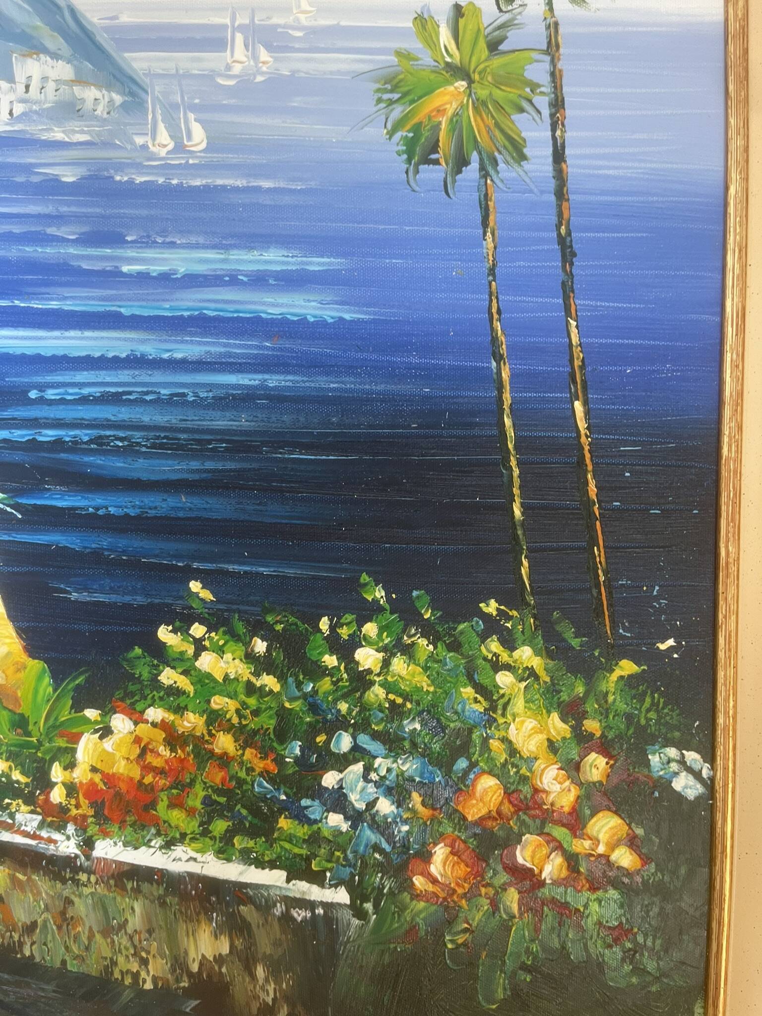 Old Oil Painting Frame Gold Provence Mediterranean Italy