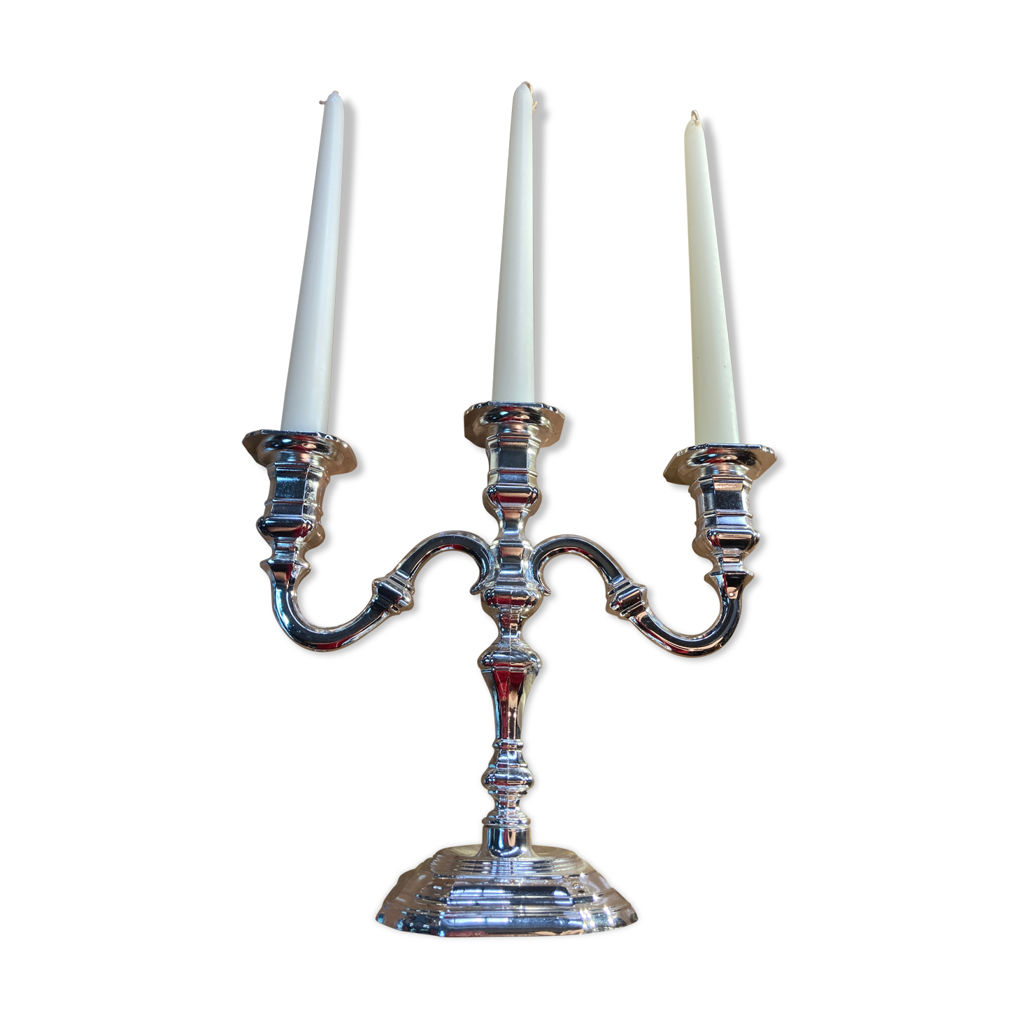 3-pointed silver candlestick with pure silver 1000/1000e