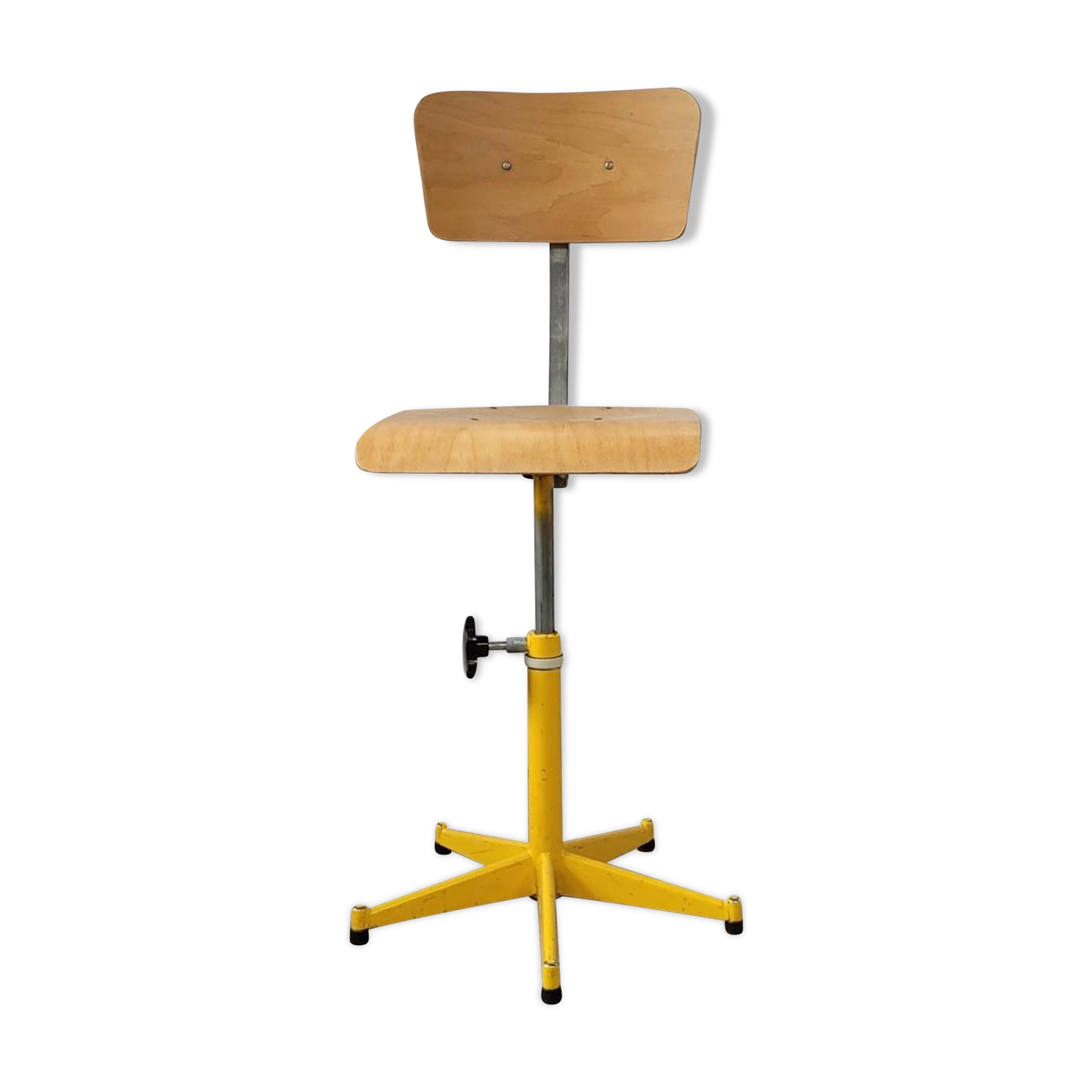 Metal and wood workshop chair, 80s