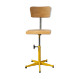 Metal and wood workshop chair, 80s